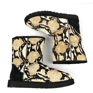 UGG Reptile Boots 7 Calf Hair Pull on Bootie Womens Animal Leopard‎ Womens 38